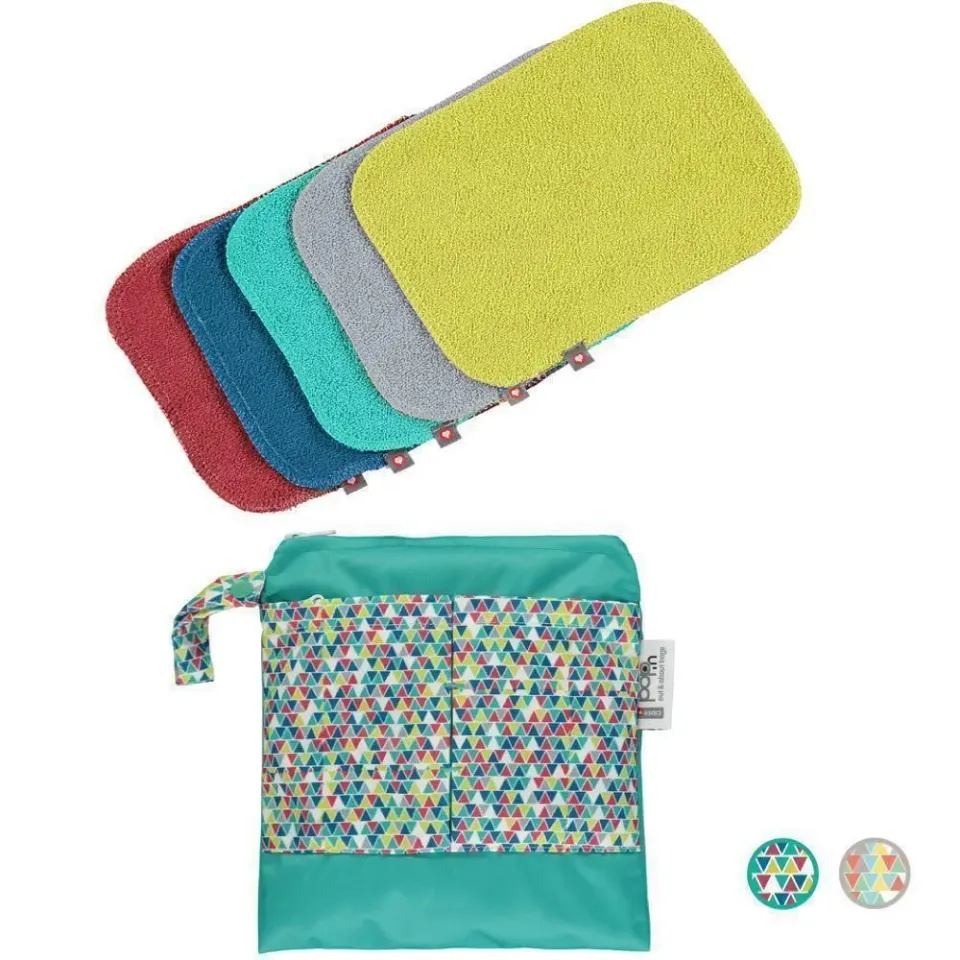 Pop-in Bamboe Wasbare Billendoekjes 10-pack Triangle Brights zacht