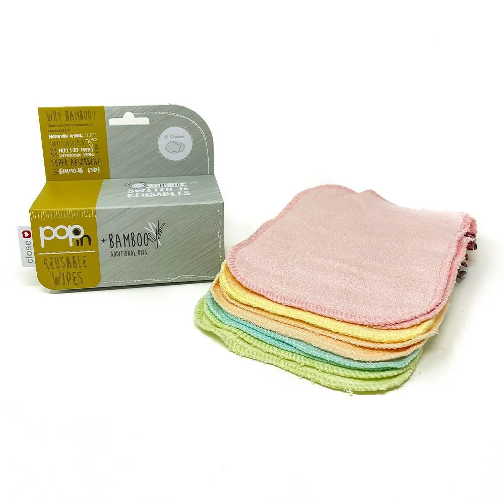 Pop-in Bamboe Wasbare Billendoekjes 10-pack New Pastels zacht