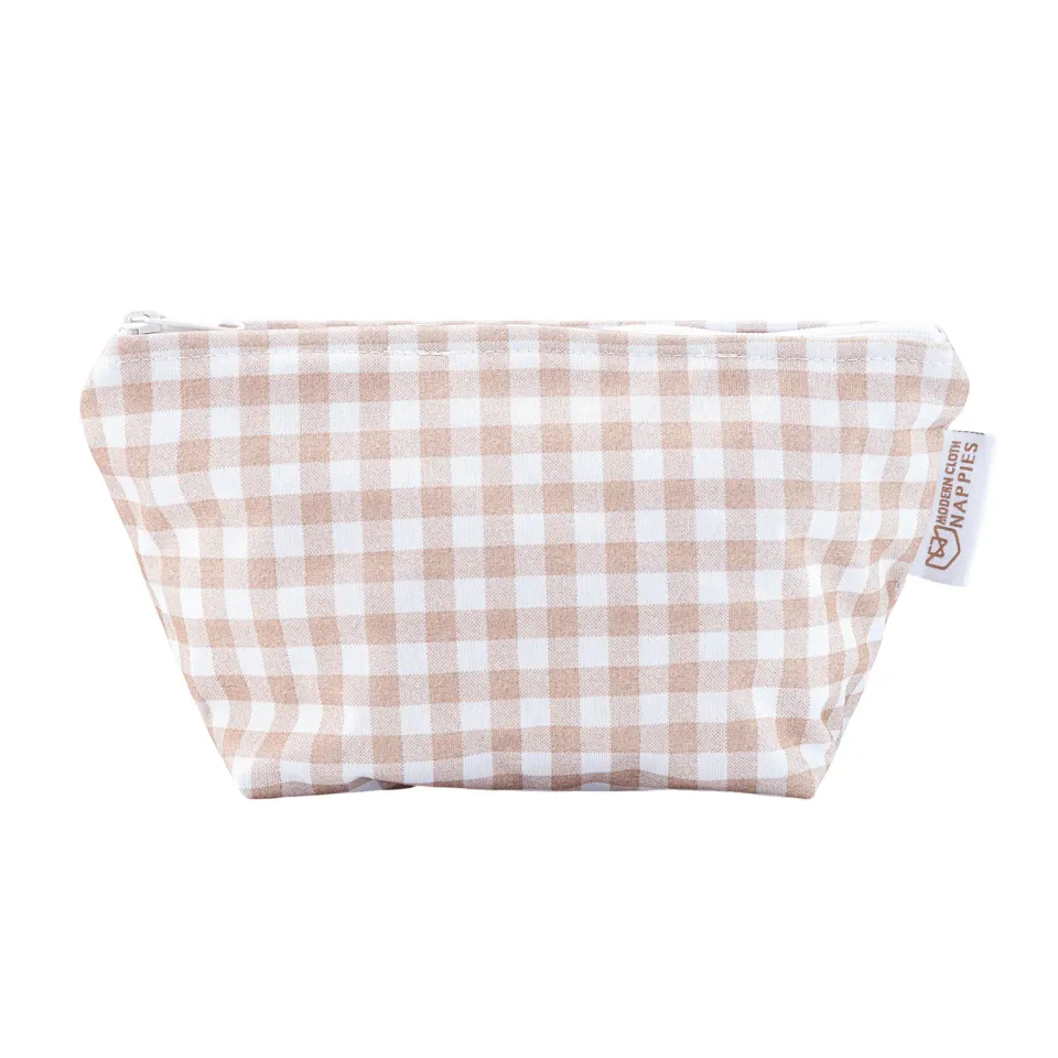 Modern Cloth Nappies Small wetbag Gingham Taupe lekvrij