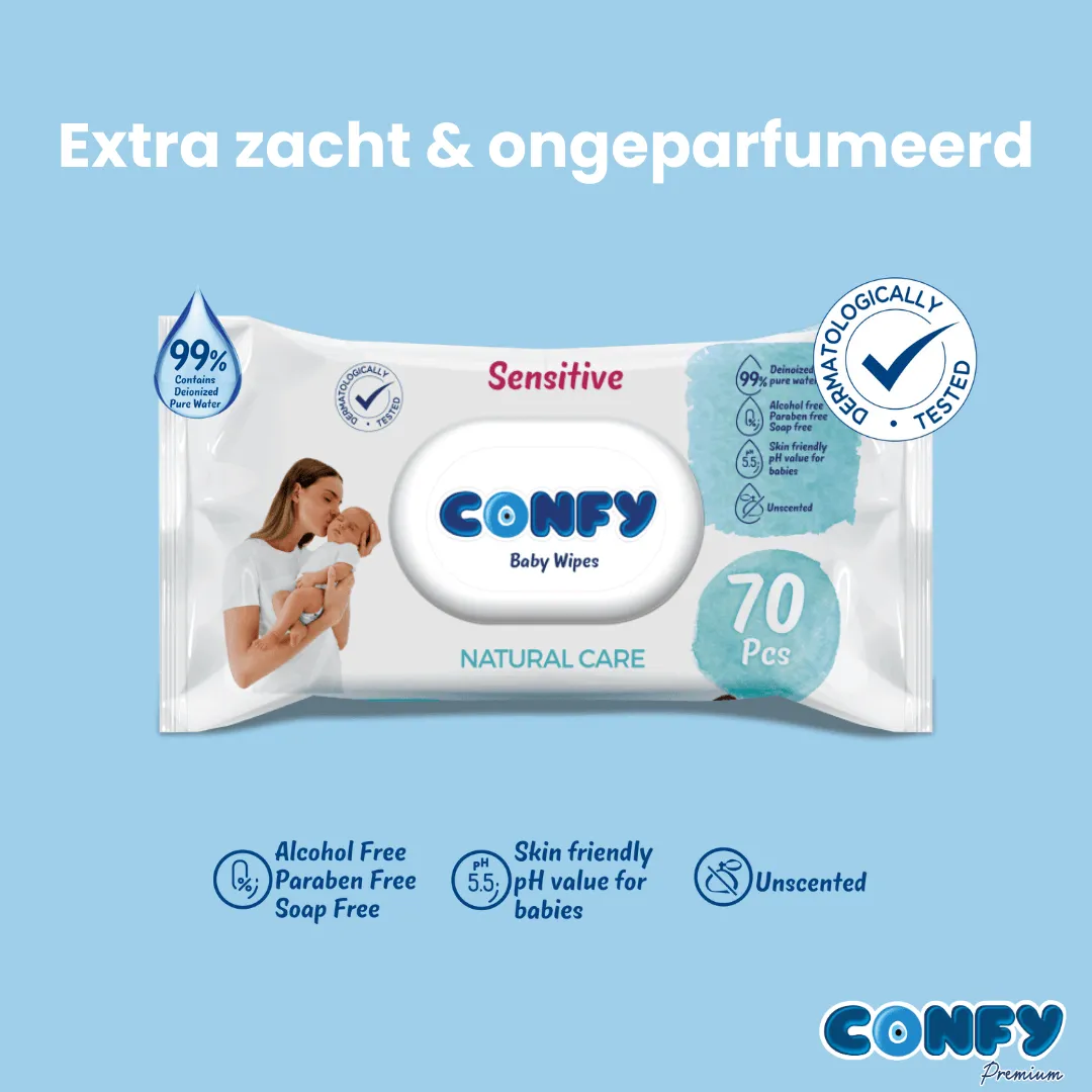 Confy Sensitive billendoekjes 24x70 1680 stuks geurvrij