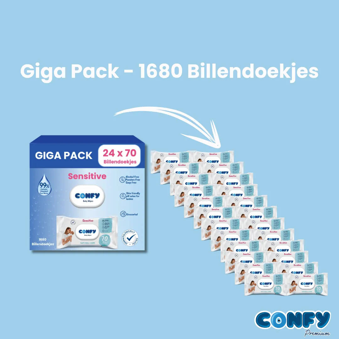 Confy Sensitive billendoekjes 24x70 1680 stuks geurvrij