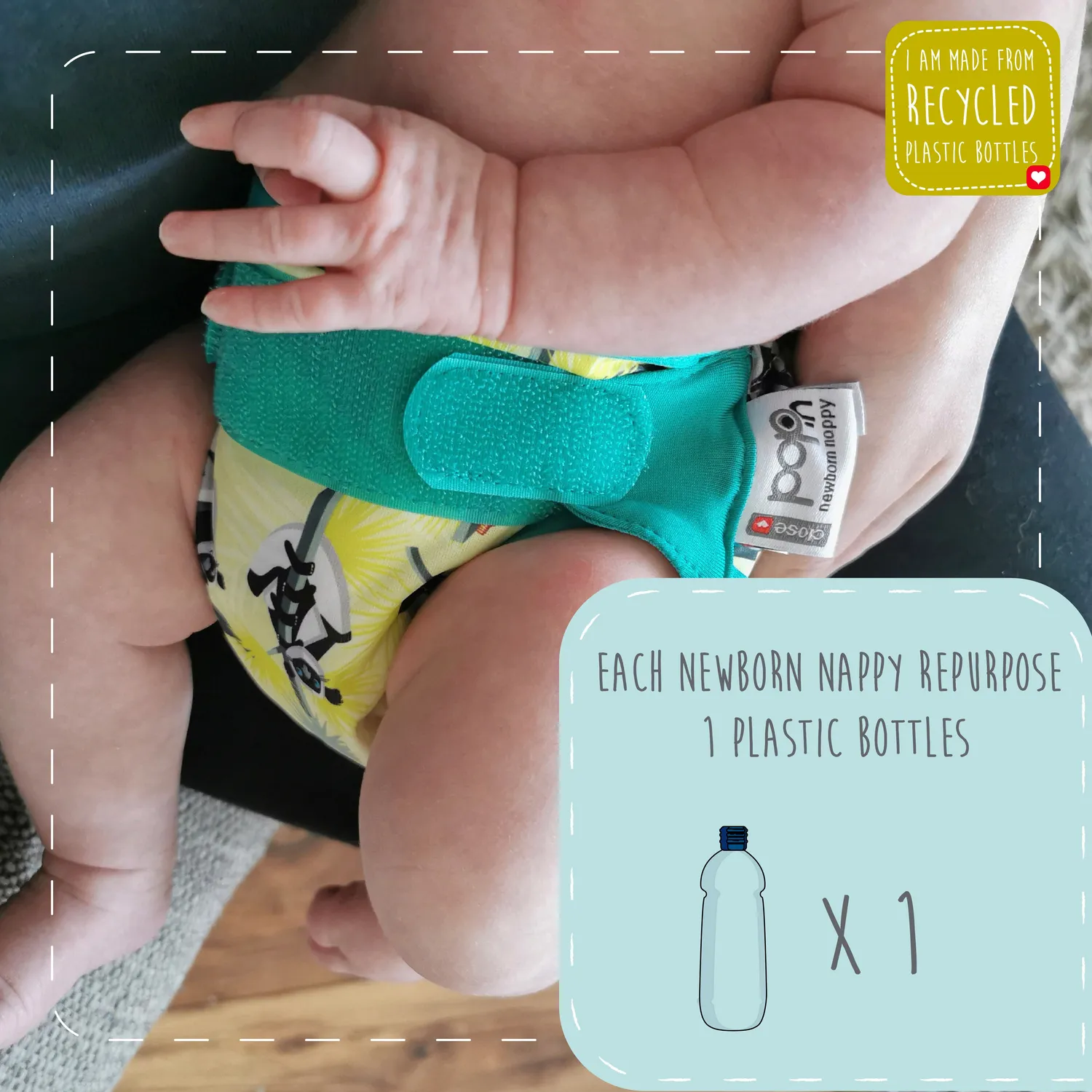Close Newborn Luier Puffin Enkele Luier Bamboe