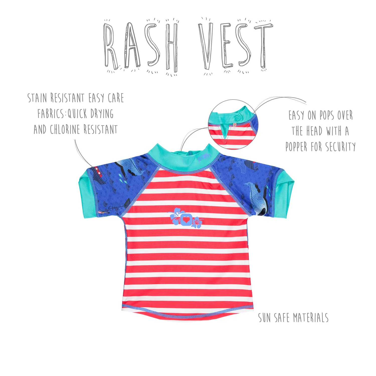 Pop-in zwemshirt korte mouw rash vest Albatross 6-12 mnd