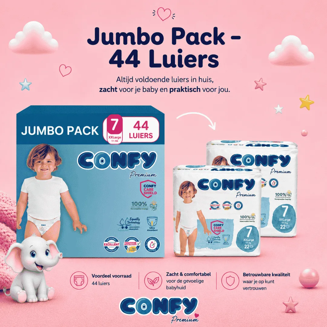 Confy Premium Maat 7 luiers 44 Jumbo Pack hypoallergeen