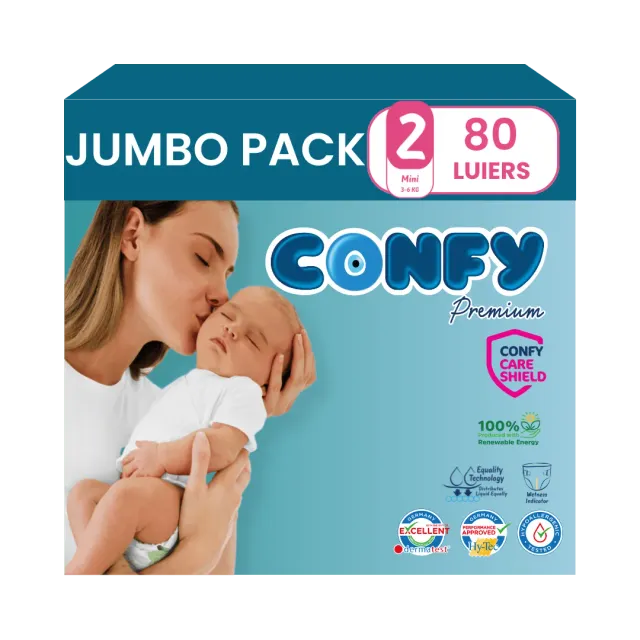 Confy Premium Maat 2 luiers 80 Jumbo Pack gevoelige huid