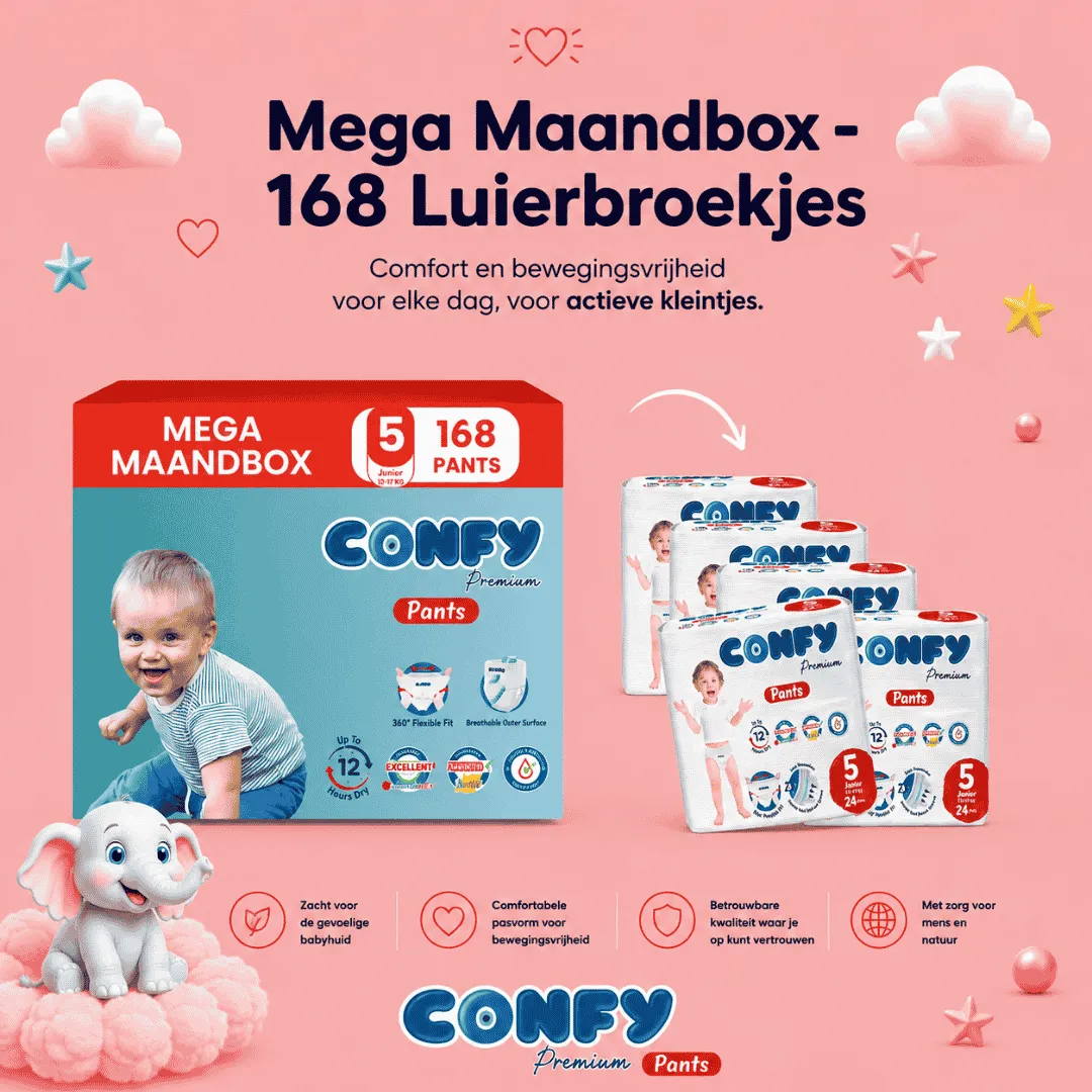 Confy Premium maat 5 luierbroekjes 168 stuks lekvrij