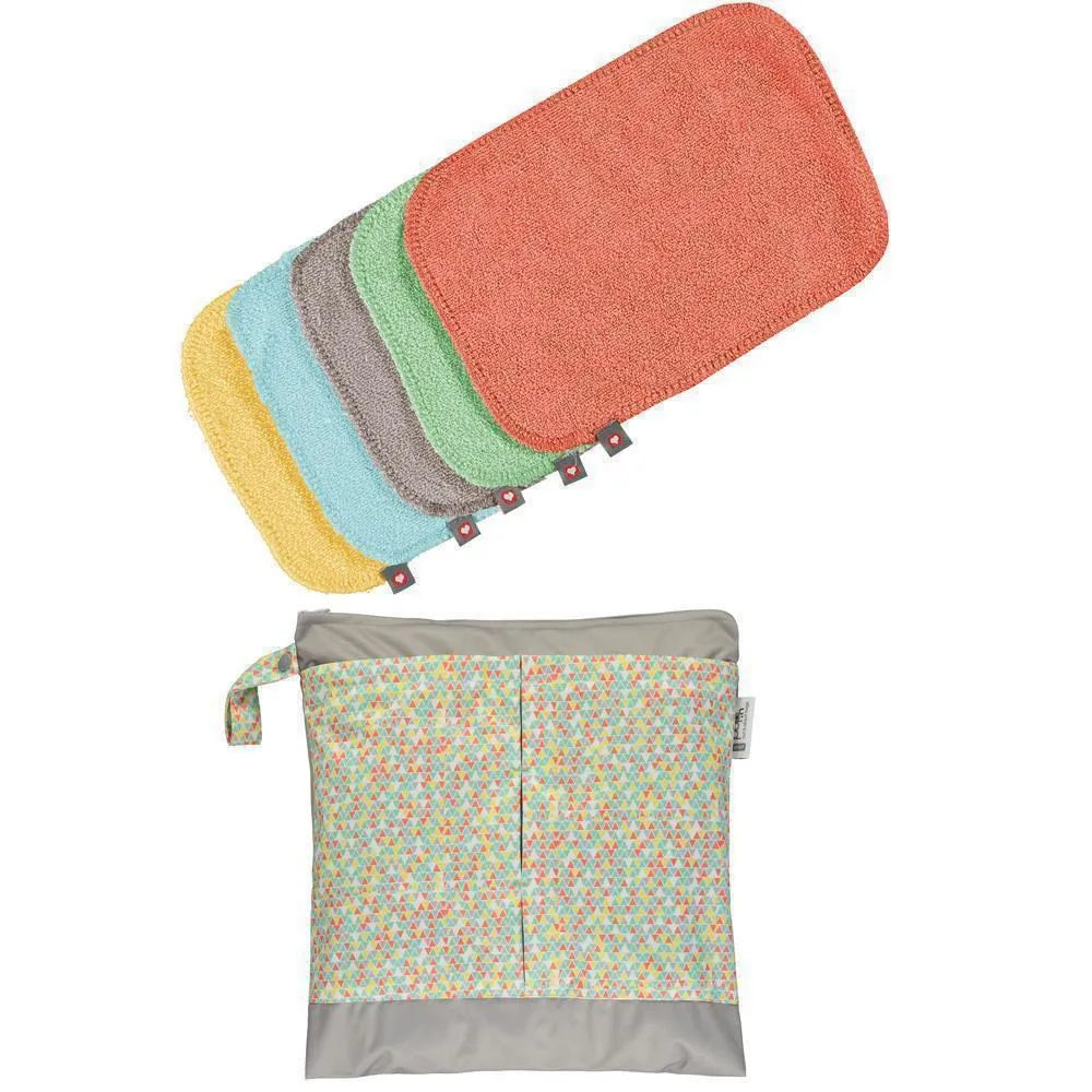 Pop-in Bamboe Wasbare Billendoekjes 10-pack Triangle Brights zacht