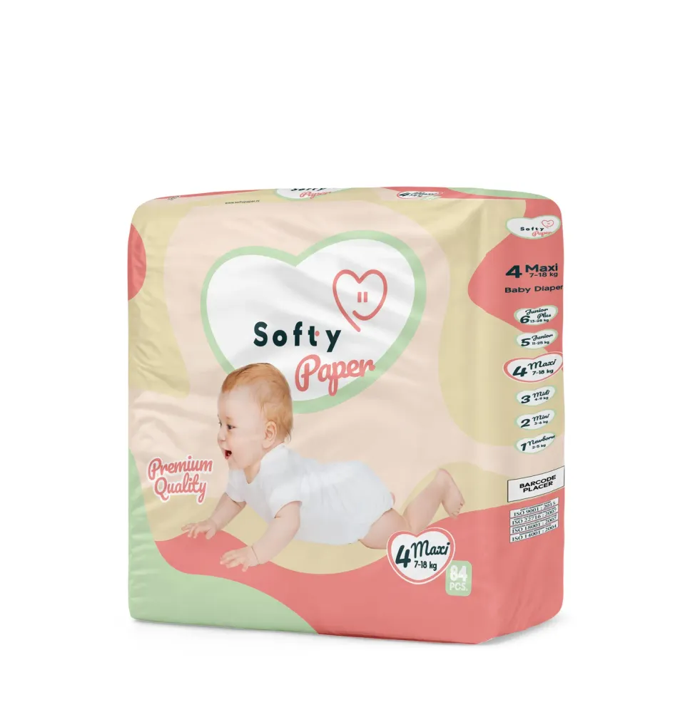 Softy Paper Premium luiers maat 4 maxi 84 stuks lekvrij
