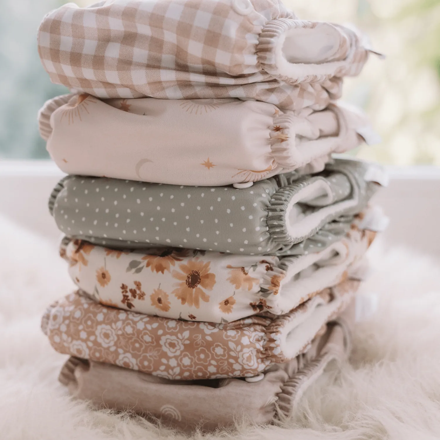 Modern Cloth Nappies Pearl Pocket All-In-One wasbare luier Gingham Taupe