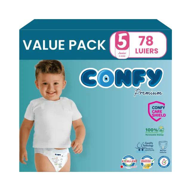 Confy Premium Maat 5 luiers value pack 78 stuks hypoallergeen