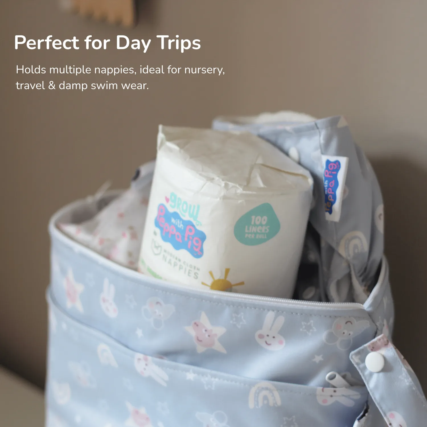 Modern Cloth Nappies Peppa Pig Grab & Go wetbag Peppa Floral waterdicht