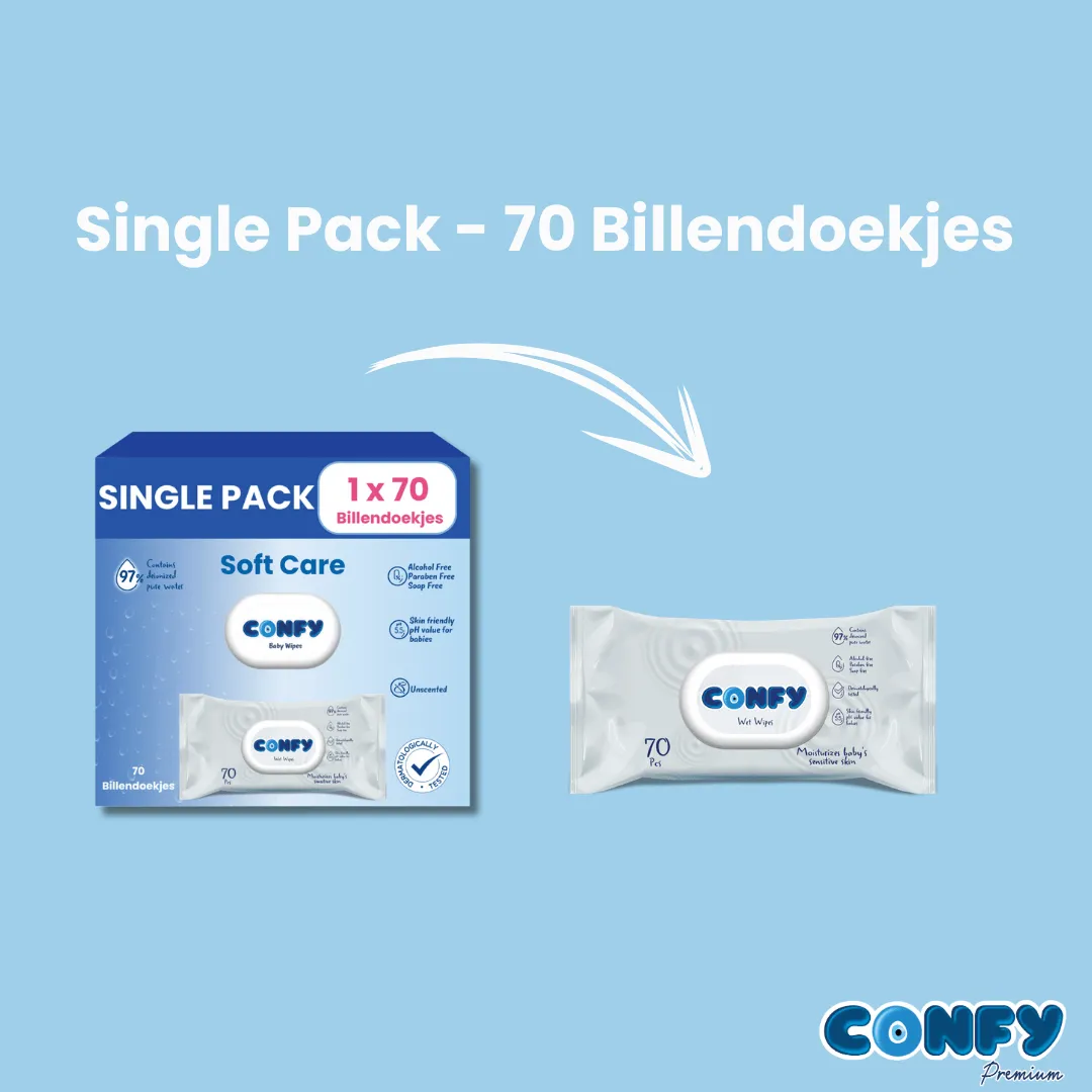 Confy Soft Care Billendoekjes 70 Stuks Geurvrij