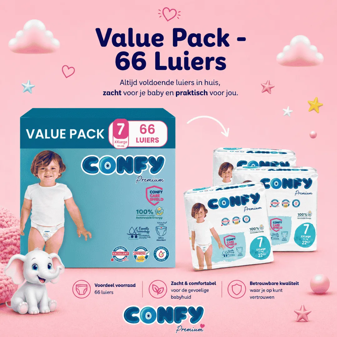 Confy Premium Maat 7 Luiers 66 Stuks Junior