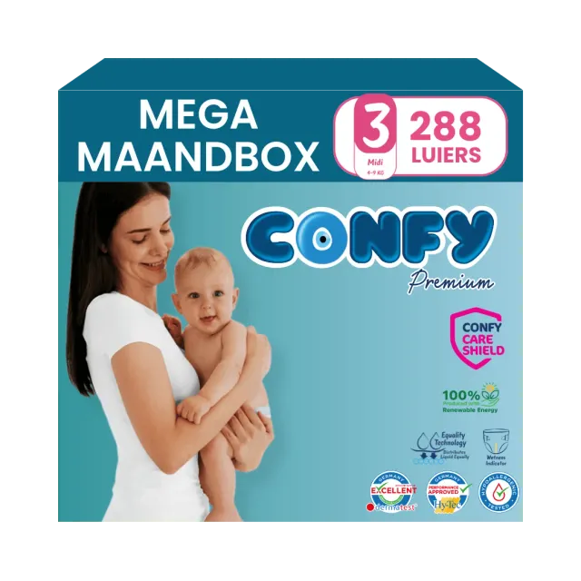 Confy Premium maat 3 luiers 288 stuks 4-9 kg hypoallergeen