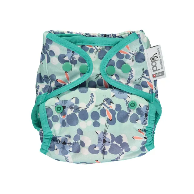 Pop-in Single Printed wasbare luier Snow Leopard bamboe