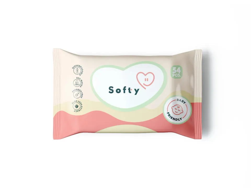 Softy Paper babydoekjes 60 stuks 99% water gevoelige huid