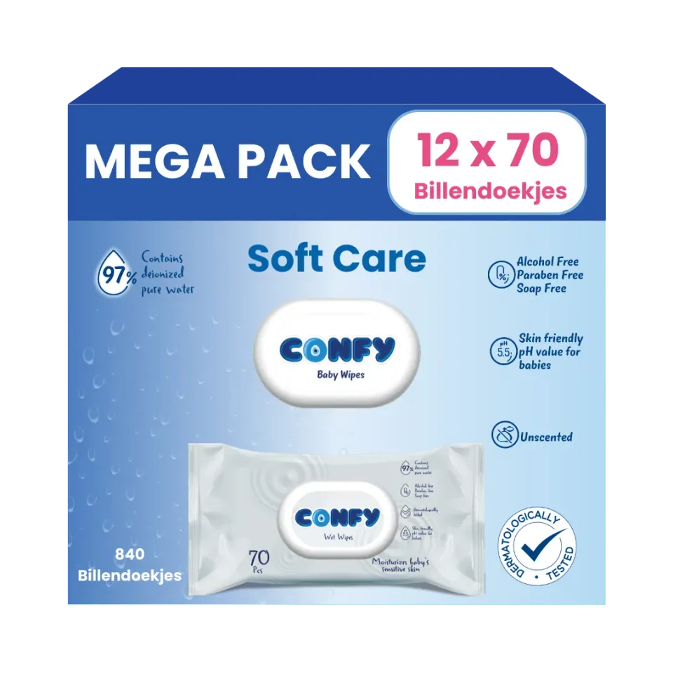 Confy Soft Care billendoekjes 12x70 geurvrij