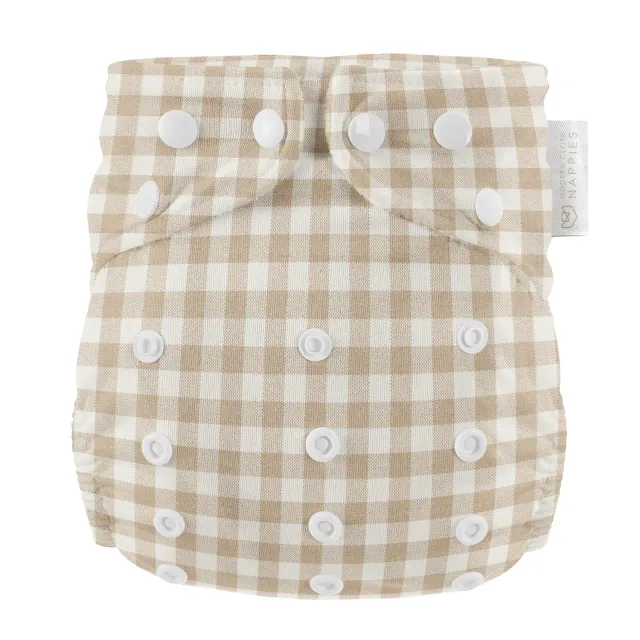 Modern Cloth Nappies Pearl Pocket All-In-One wasbare luier Gingham Taupe