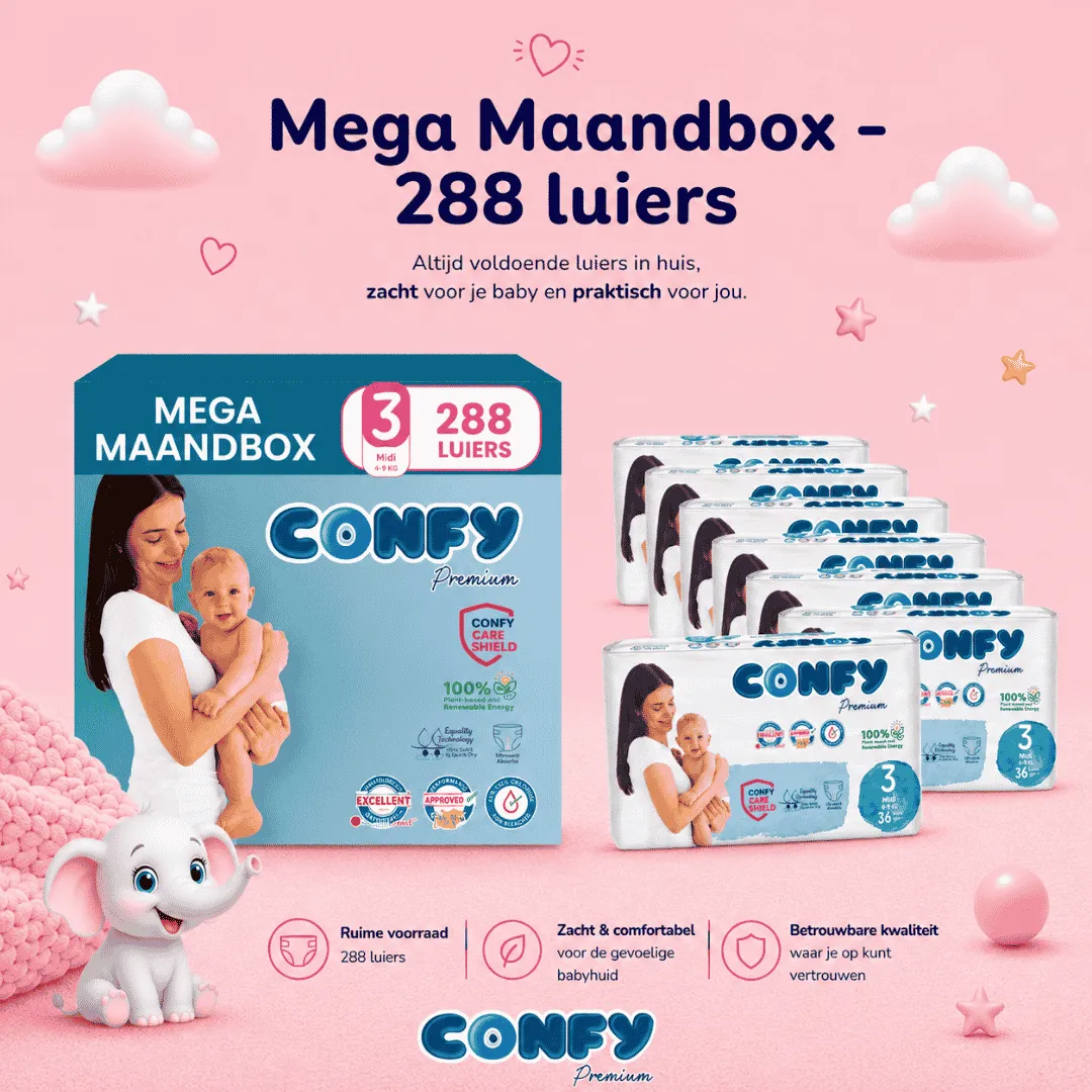 Confy Premium maat 3 luiers 288 stuks 4-9 kg hypoallergeen