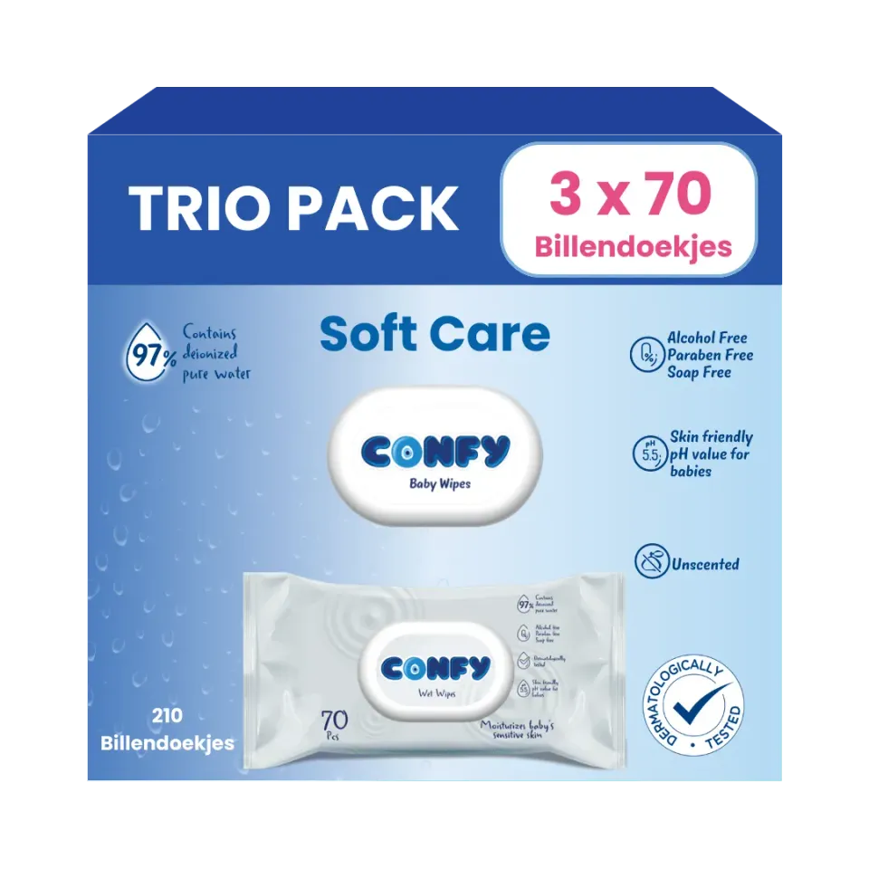Confy Soft Care billendoekjes 3x70 geurvrij