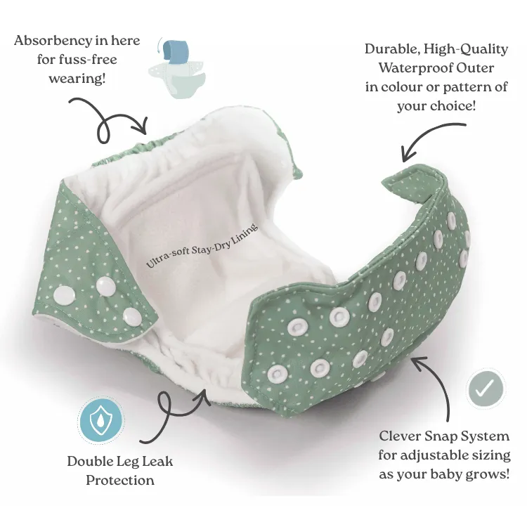 Modern Cloth Nappies Pearl Pocket All-In-One wasbare luier Gingham Taupe