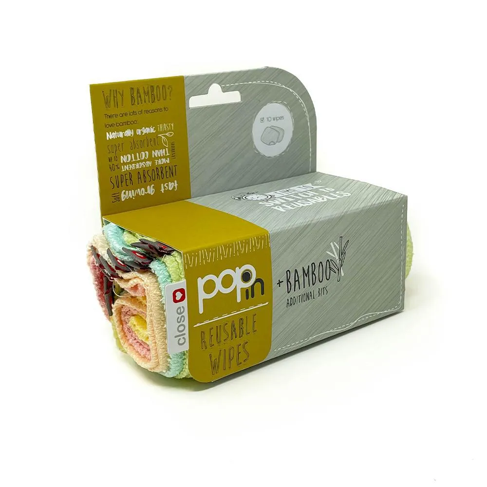 Pop-in Bamboe Wasbare Billendoekjes 10-pack New Pastels zacht