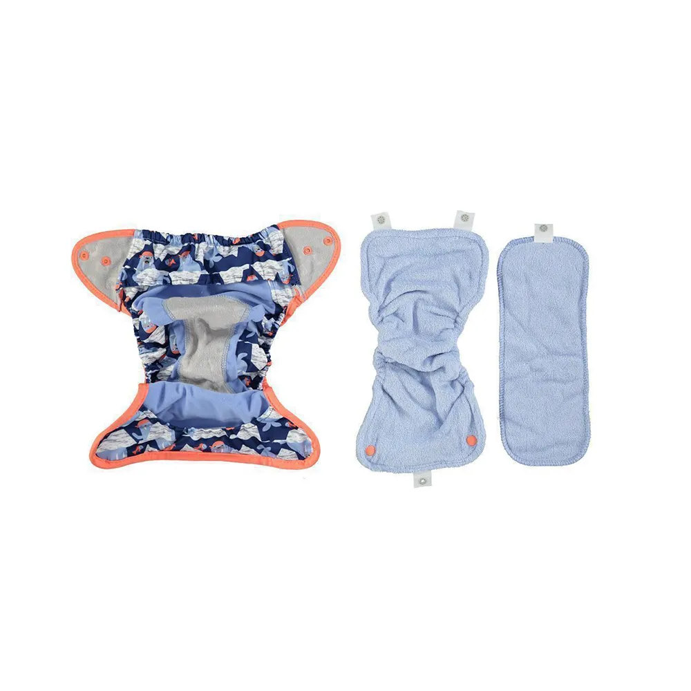 Pop-in Single Printed wasbare luier Snow Leopard bamboe