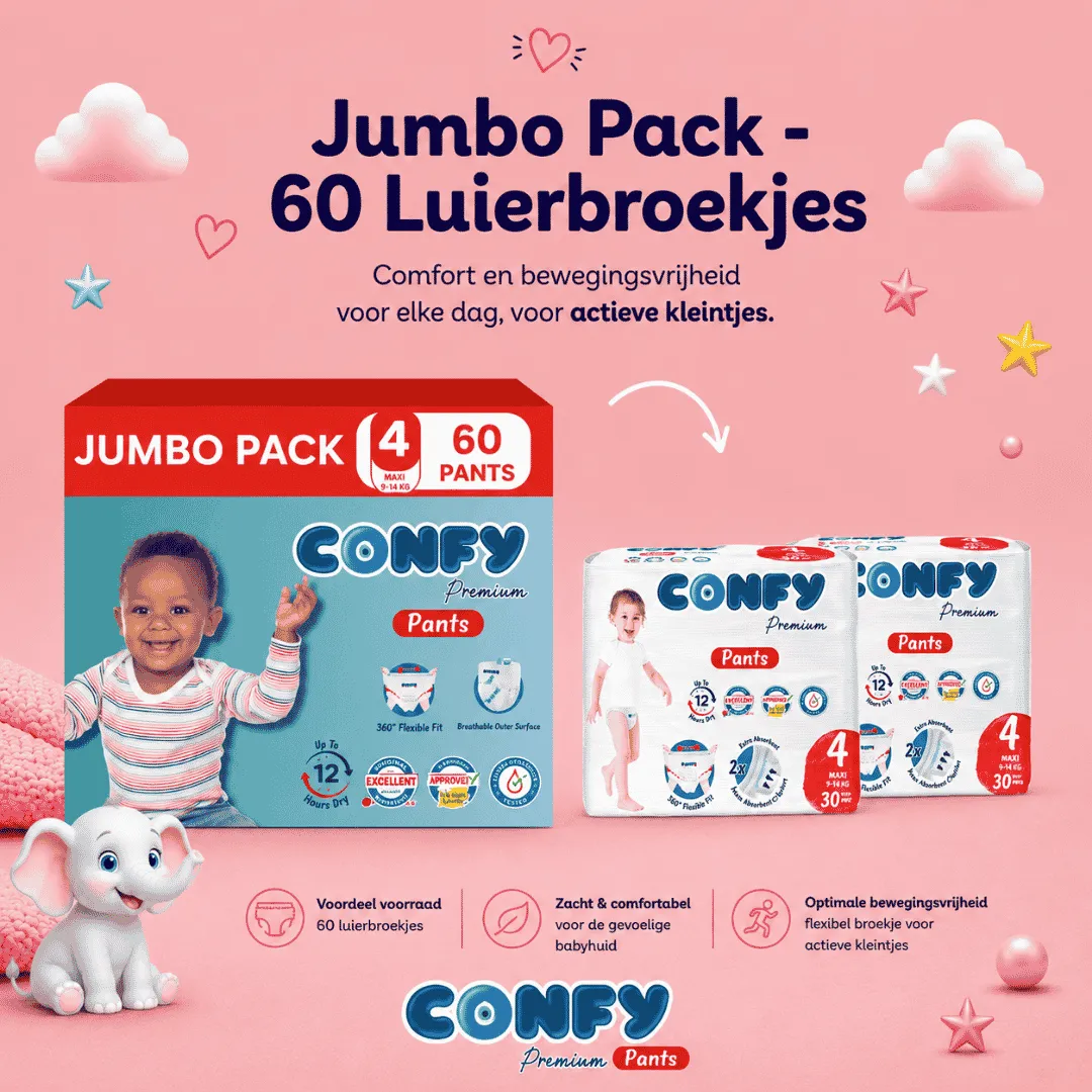 Confy Premium Maat 4 Luierbroekjes 60 Stuks 9-14 kg Ademend