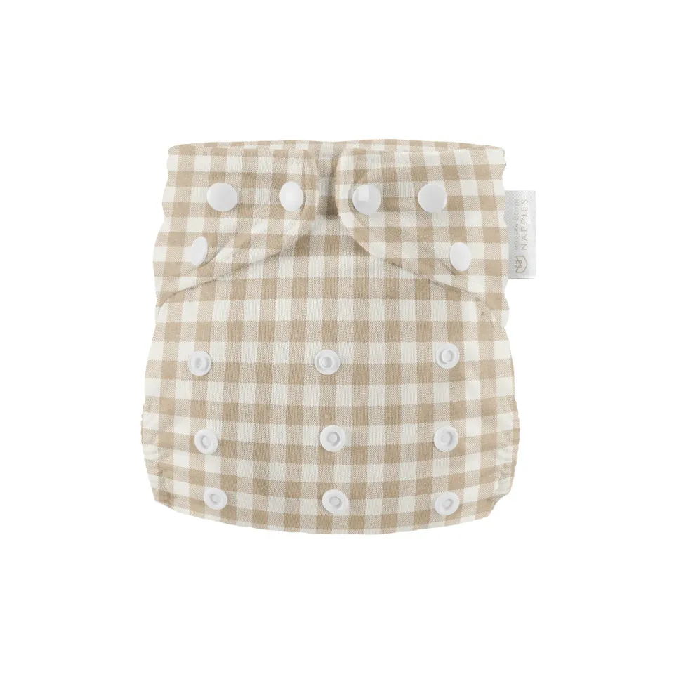 Modern Cloth Nappies Newborn luier Gingham Taupe ruitje