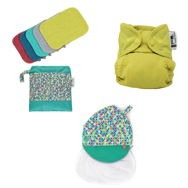 Pop-in herbruikbaar startpakket Brights luier+doekjes+pads