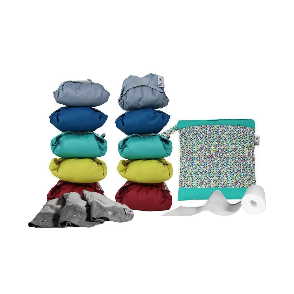 Pop-in parttime bamboe wasbare luiers 10 stuks Brights