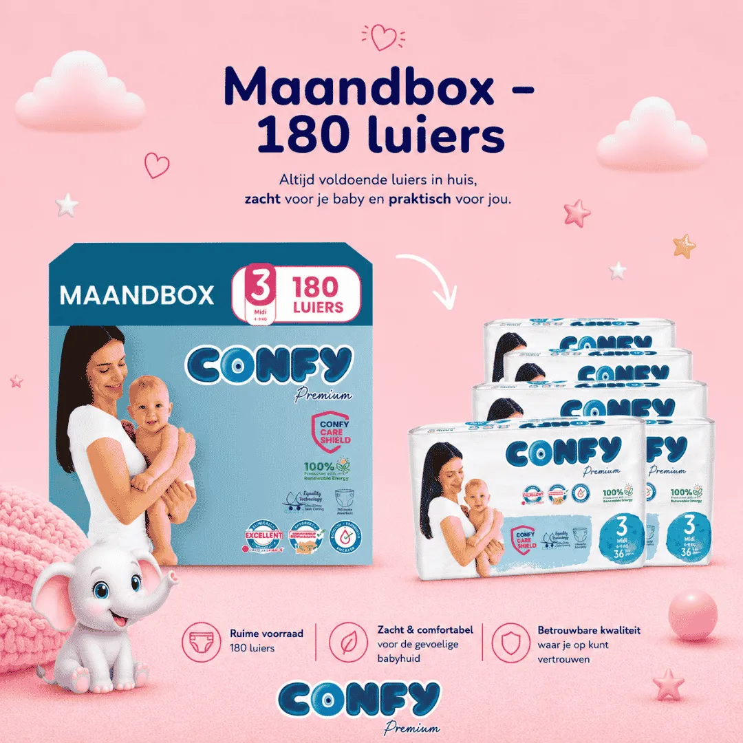 Confy Premium Maat 3 luiers 180 stuks hypoallergeen