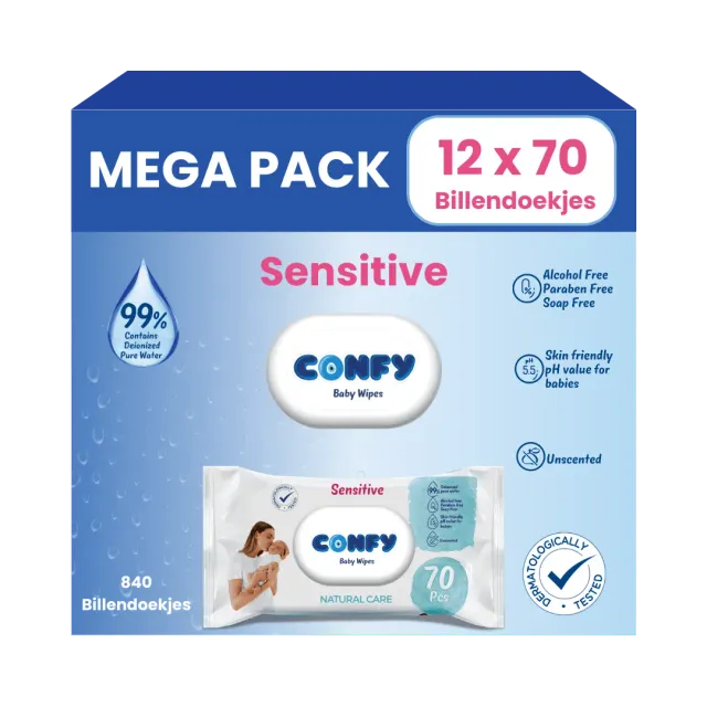 Confy Sensitive billendoekjes 12x70 geurvrij