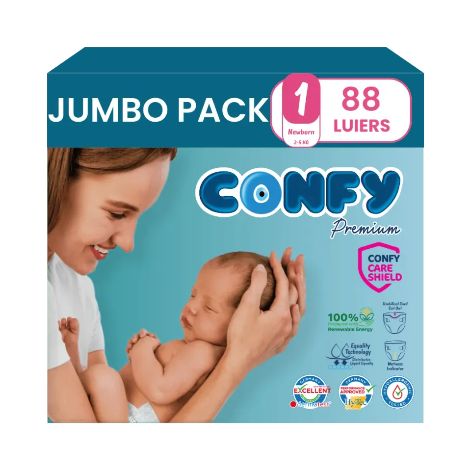 Confy Premium Maat 1 luiers 88 stuks hypoallergeen