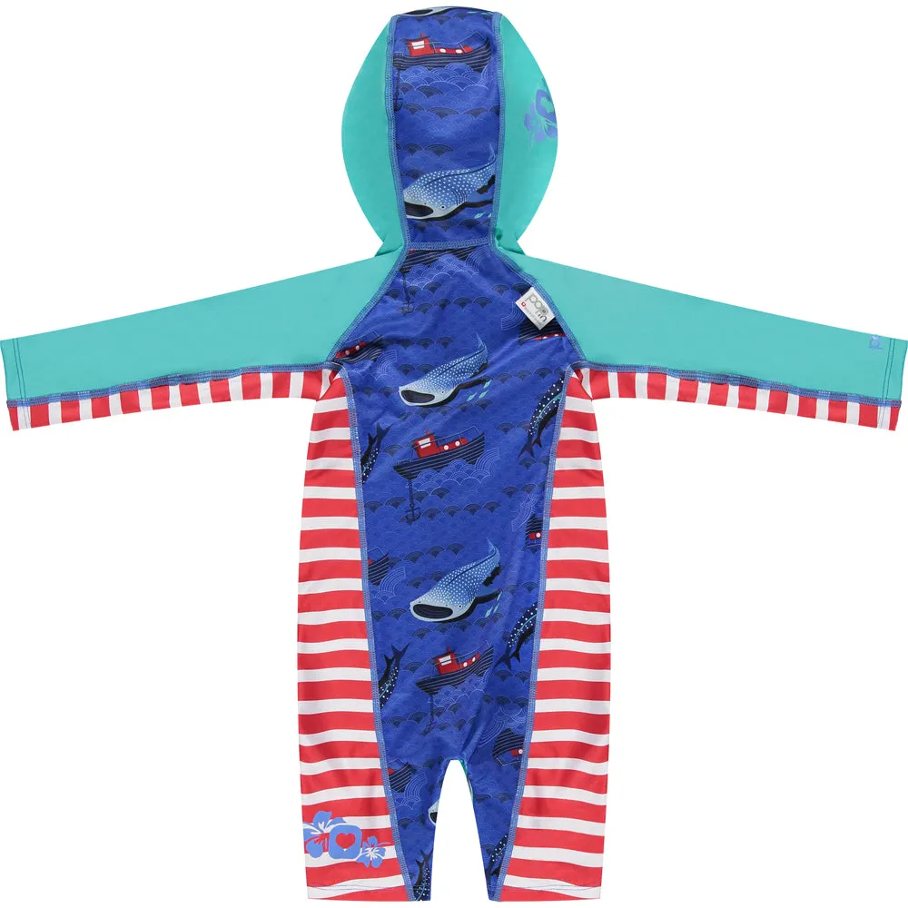 Pop-in Beach Sunsuit UV-pak lange mouwen Albatross gerecycled