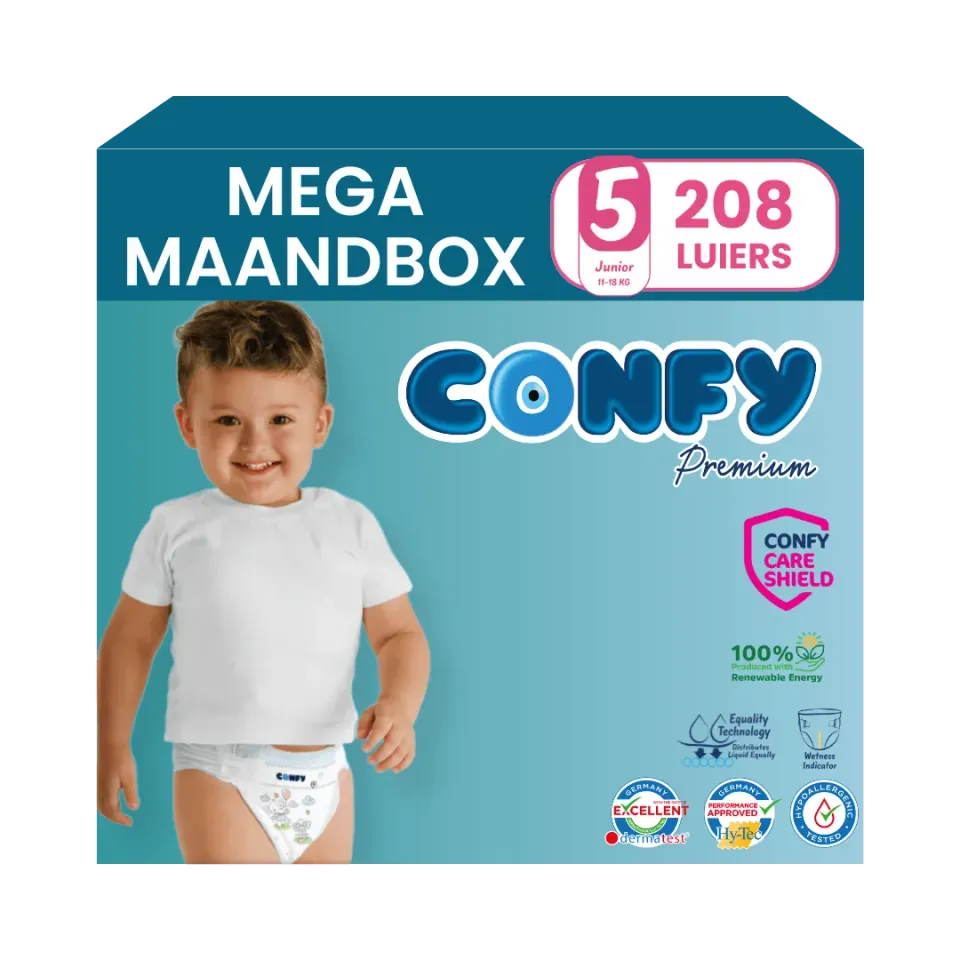 Confy Premium Maat 5 Luiers 208 Stuks Maandbox
