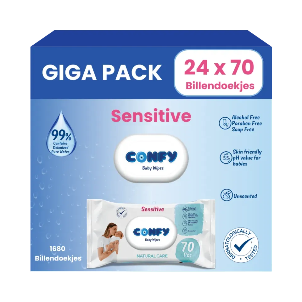 Confy Sensitive billendoekjes 24x70 1680 stuks geurvrij