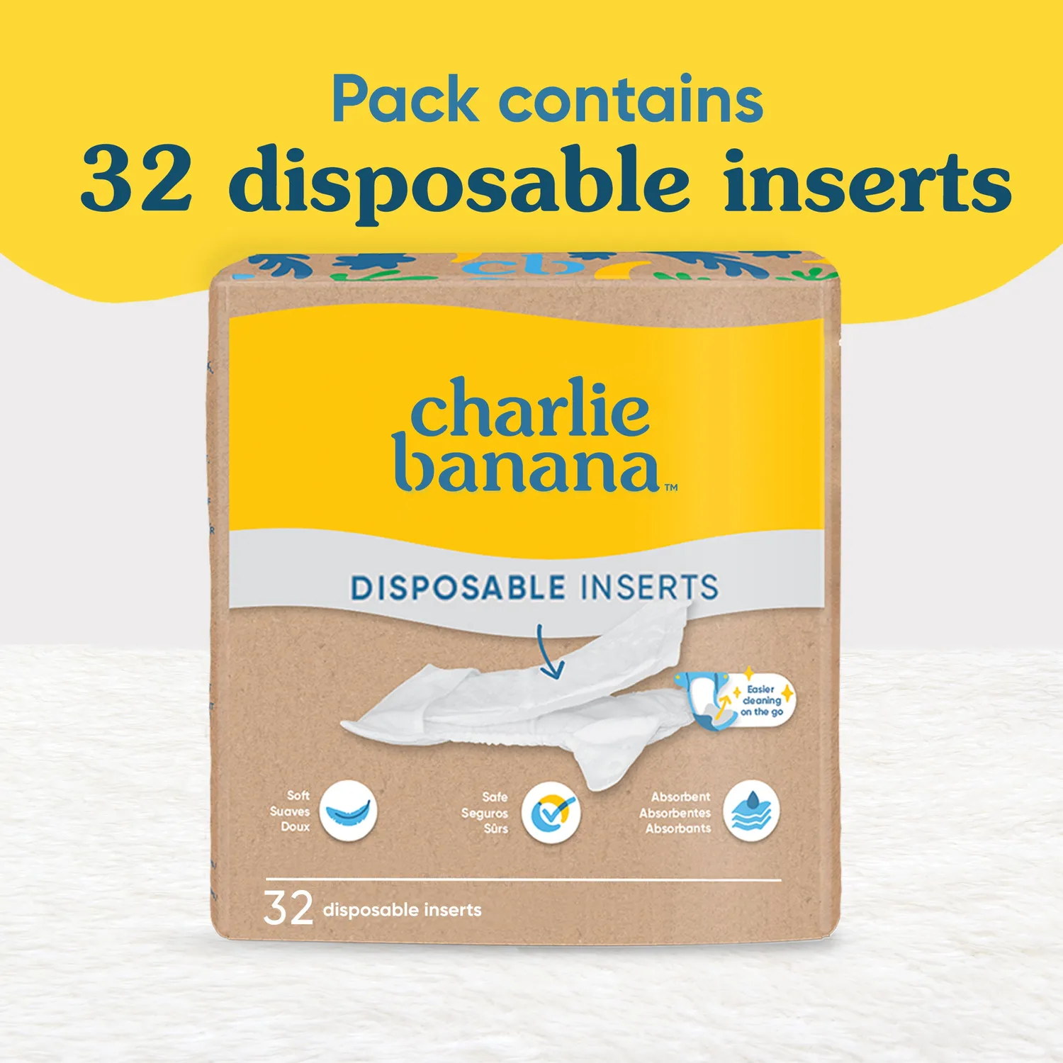 Charlie Banana Disposable Inserts inleggers wit 32 stuks zacht