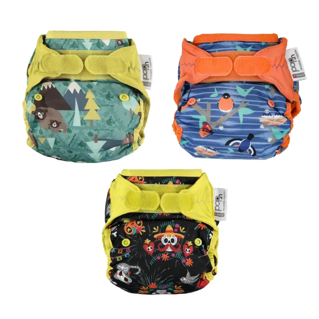 Pop-in Aplix Wrap overbroekjes 3 stuks Fiesta mix klittenband