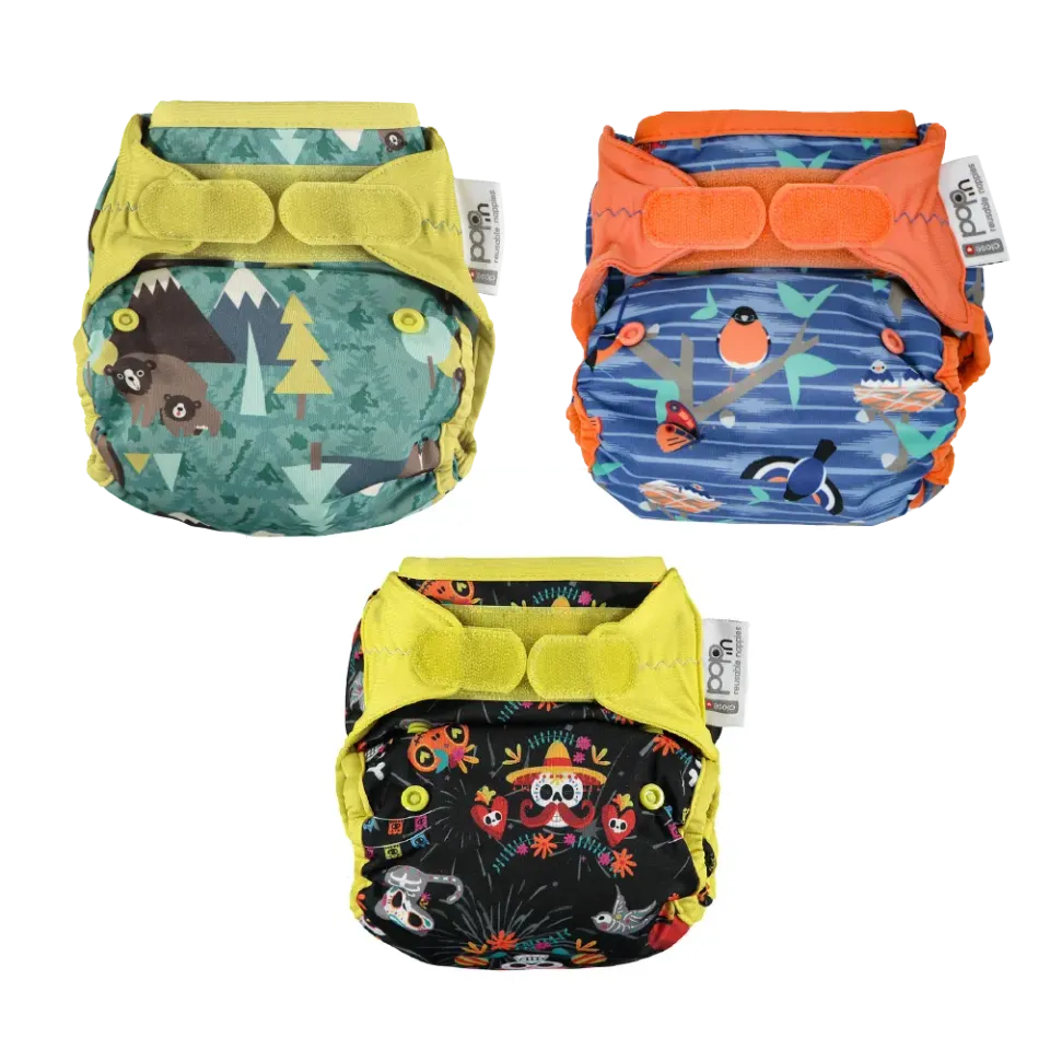 Pop-in Aplix Wrap overbroekjes 3 stuks Fiesta mix klittenband