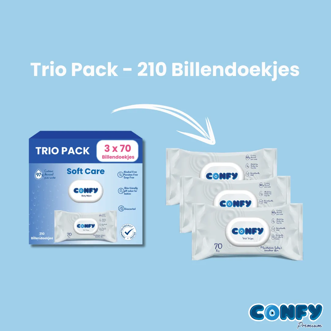 Confy Soft Care billendoekjes 3x70 geurvrij