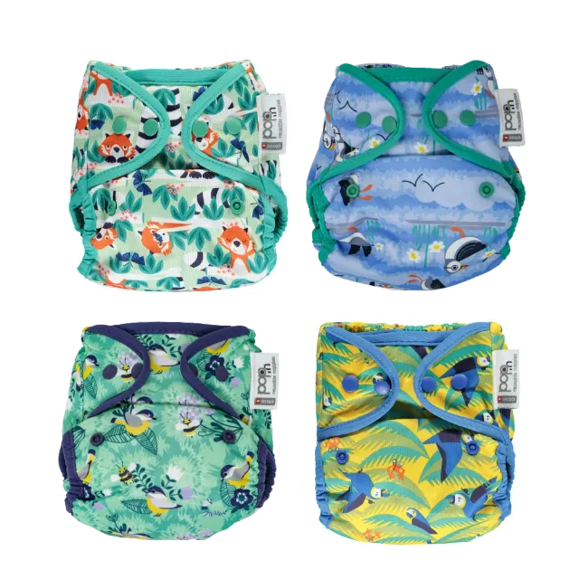 Popin Popper Wrap Overbroekje Luiercover 4-pack print