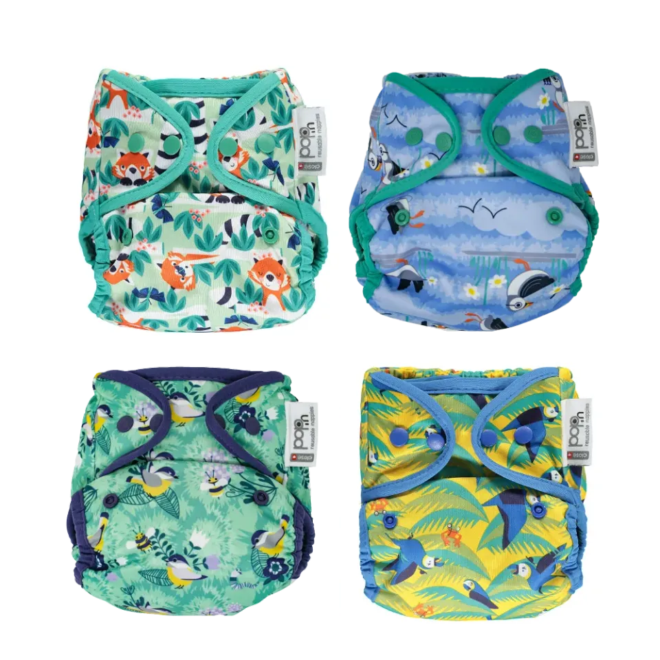 Popin Popper Wrap Overbroekje Luiercover 4-pack print