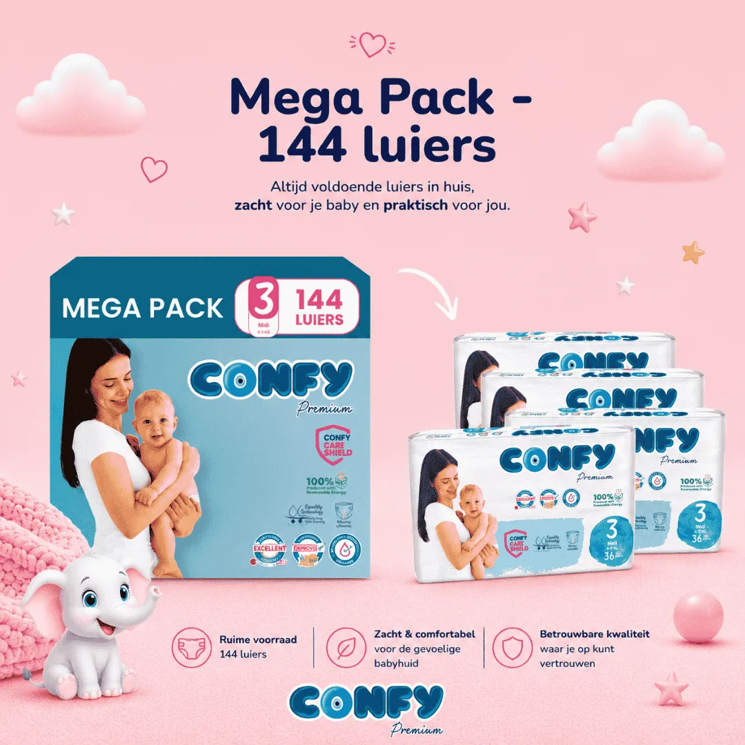 Confy Premium maat 3 luiers 144 stuks 4-9 kg hypoallergeen