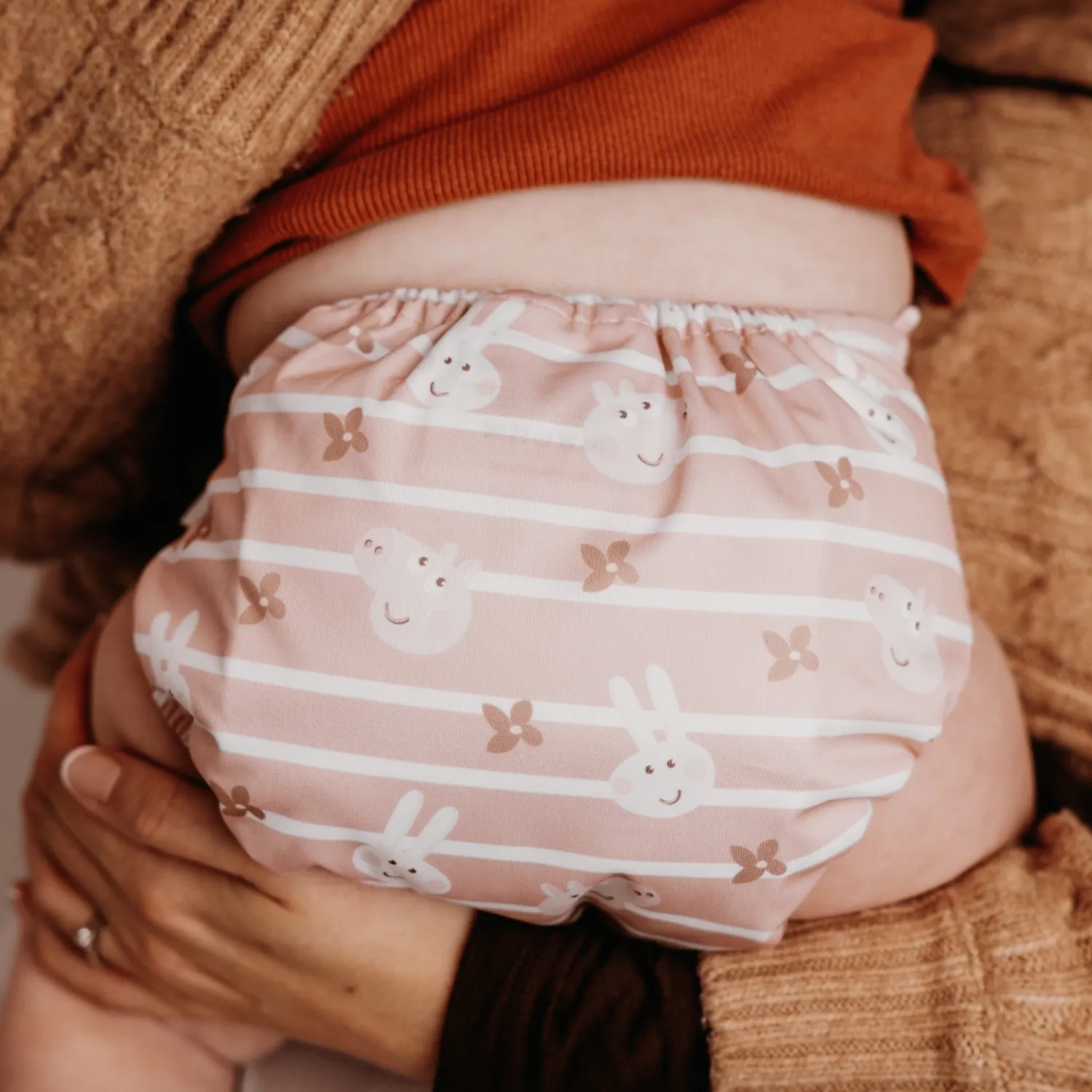 Modern Cloth Nappies Pearl Peppa Pig wasbare luier Blush Stripe one-size
