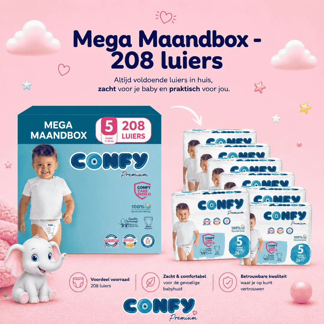 Confy Premium Maat 5 Luiers 208 Stuks Maandbox