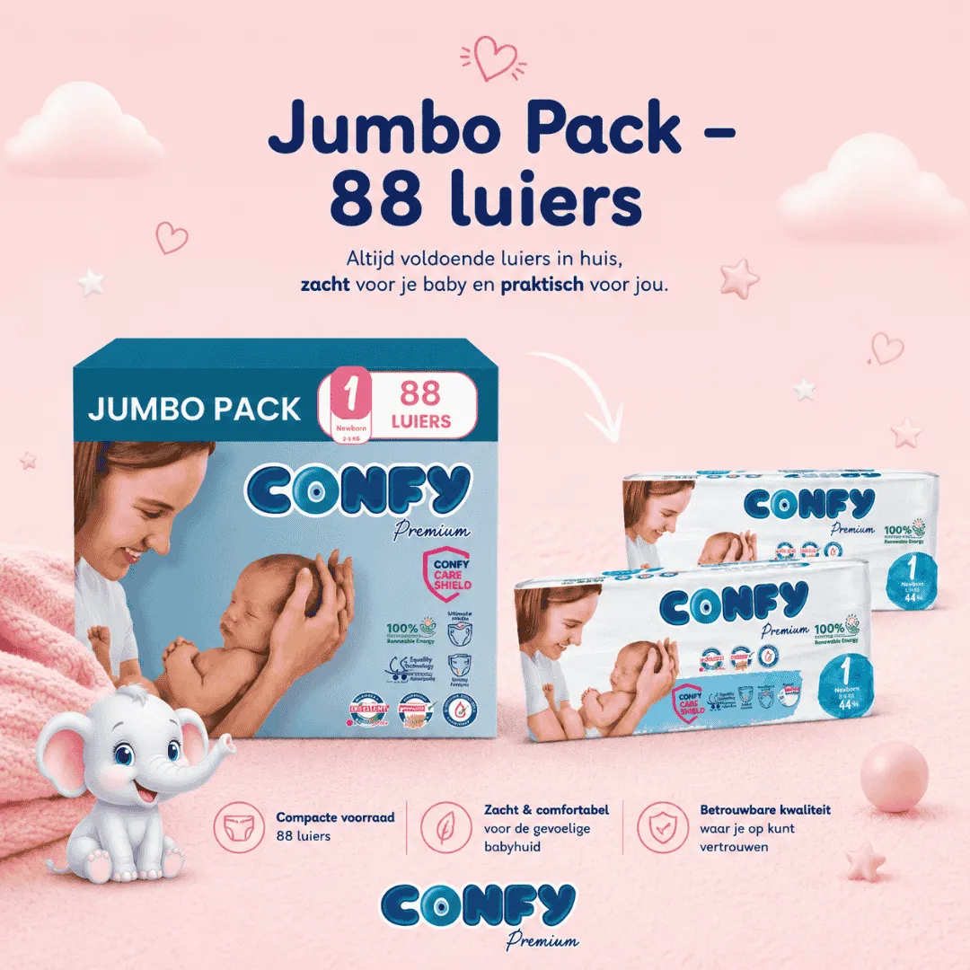 Confy Premium Maat 1 luiers 88 stuks hypoallergeen