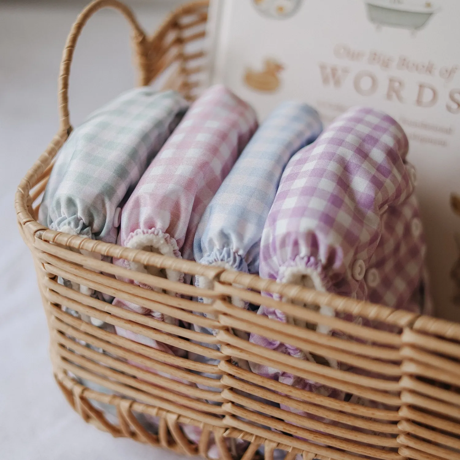 Modern Cloth Nappies Pearl Pocket all-in-one wasbare luier Lilac Gingham one-size