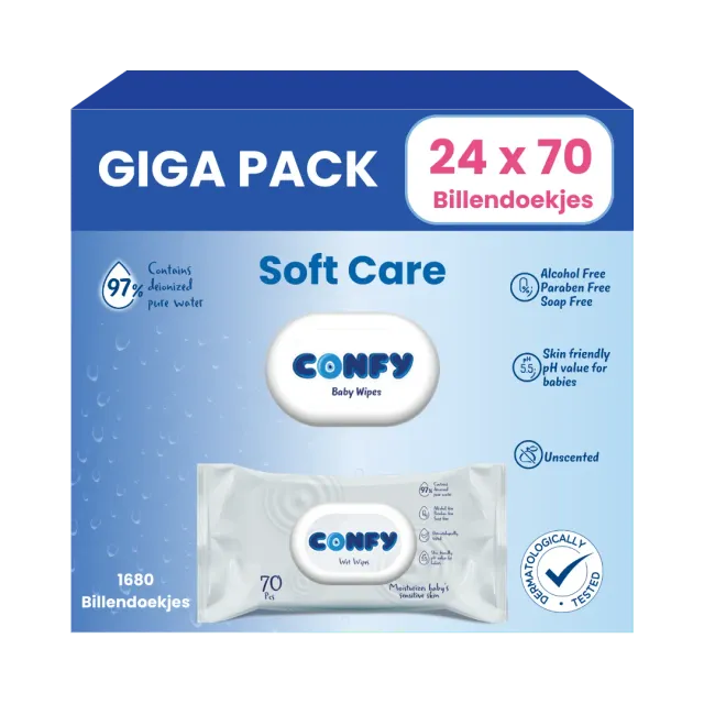 Confy Soft Care billendoekjes 24x70 Giga Pack geurvrij