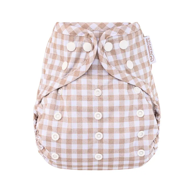 Modern Cloth Nappies One Size luiercover Gingham Taupe lekvrij